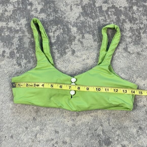 New Dippin' Daisy's Eco Hermosa Bikini Top Lime Green Faux Button Shells Sz M - Picture 7 of 10